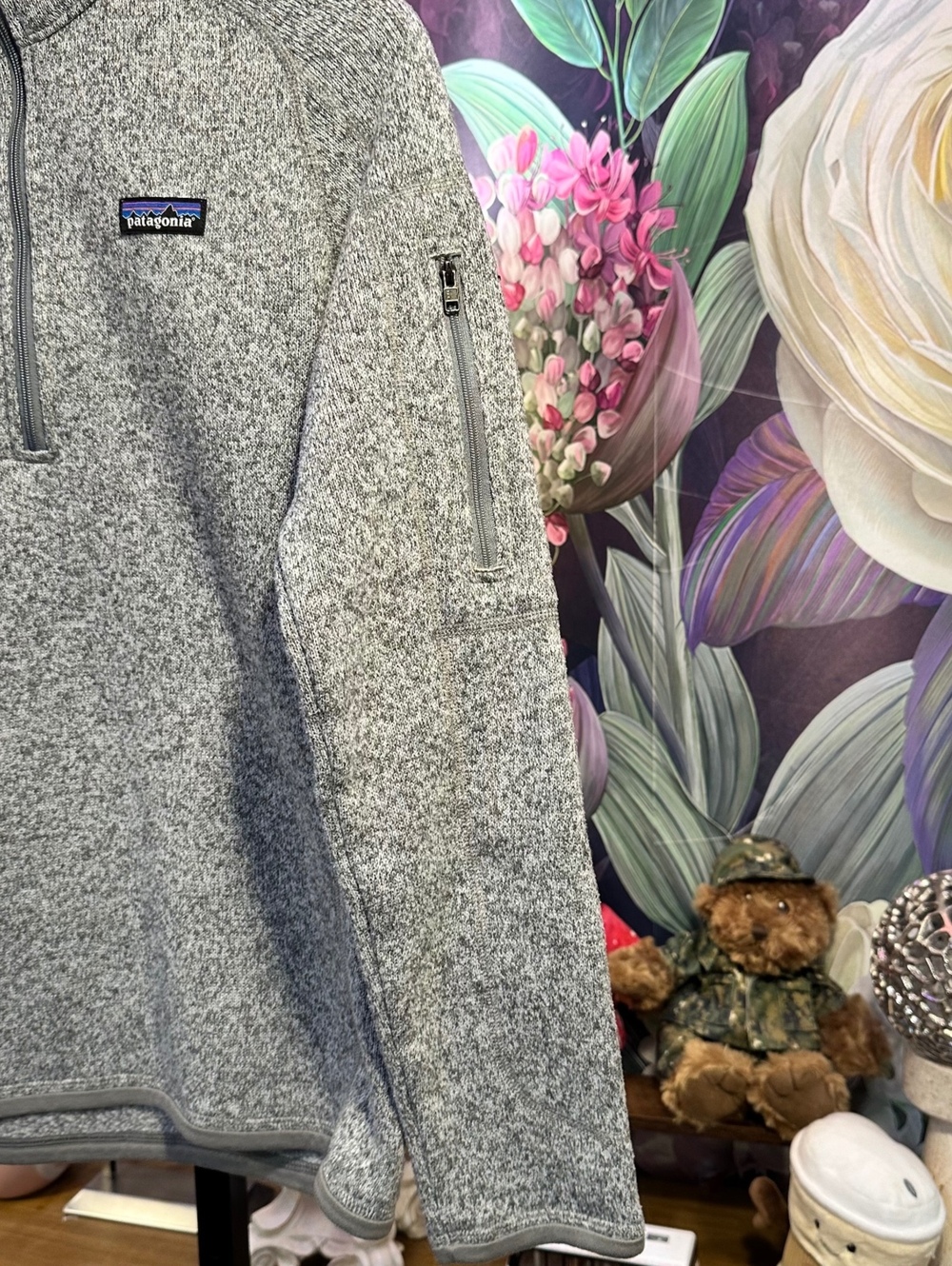 Patagonia M Fleece Pullover Women's Gray Sweater Knit Quarter Zip Fleece Outdoor - Picture 4 of 9